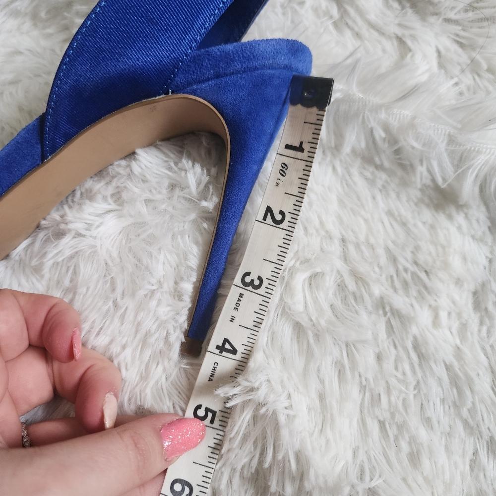 Steve Madden Royal Blue Suede Pointed Toe Ankle Strap Heels - Picture 7 of 7